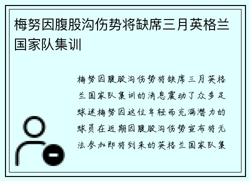 梅努因腹股沟伤势将缺席三月英格兰国家队集训